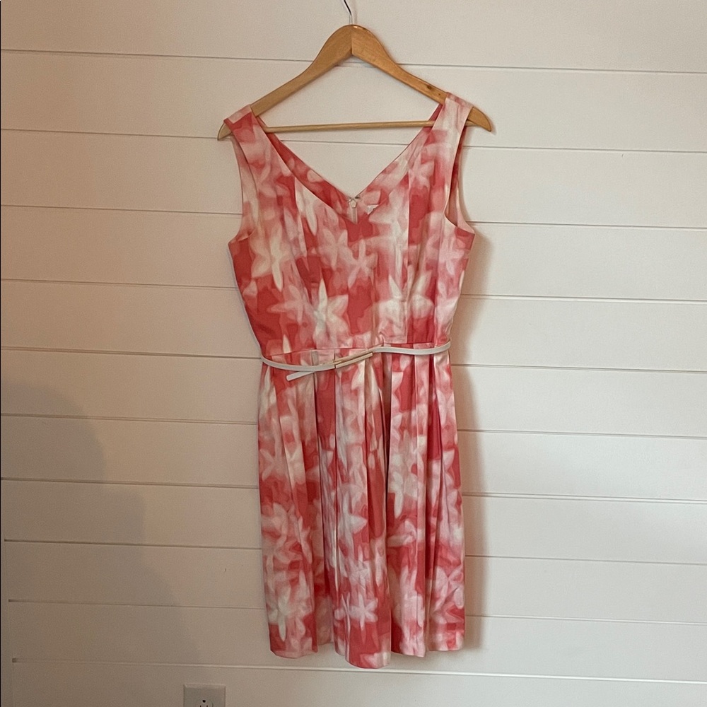 Calvin Klein Pink and White Floral Midi Dress
